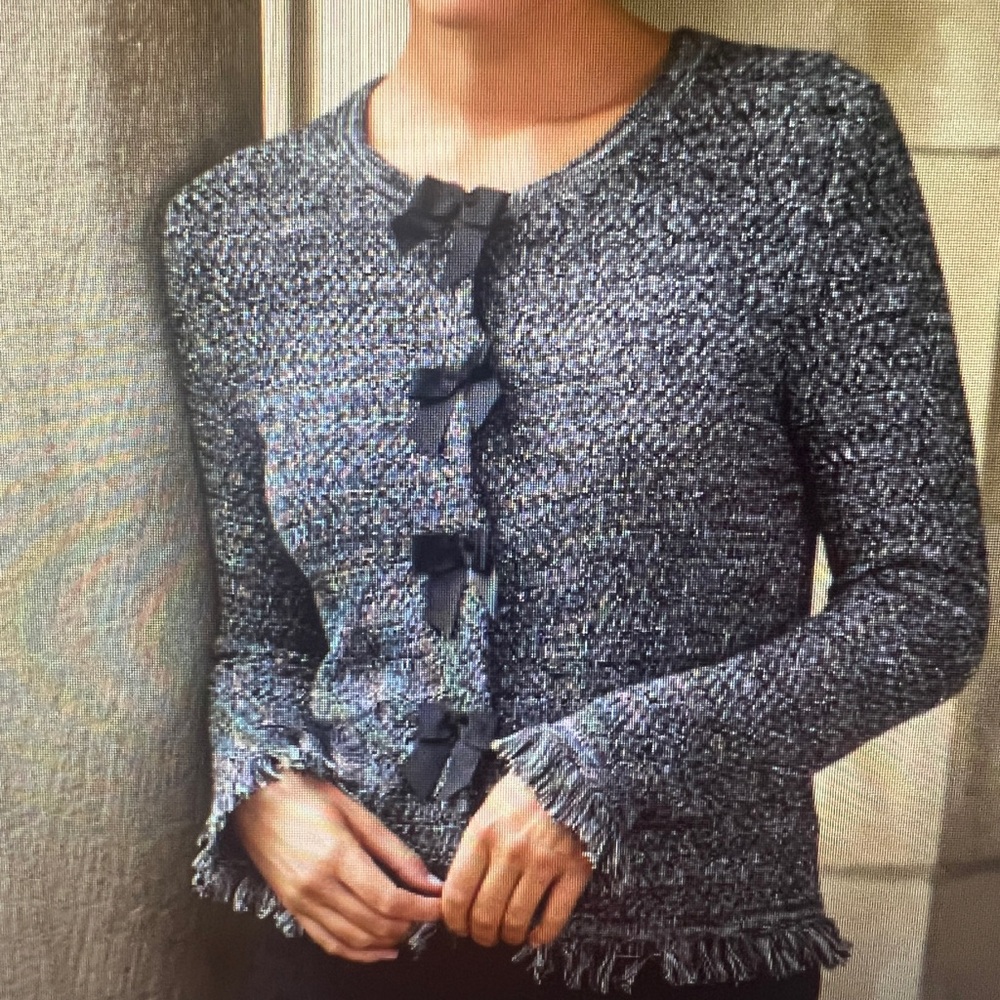 NWT Lilly Pulitzer Kelso Bow Cardigan Black Marl S